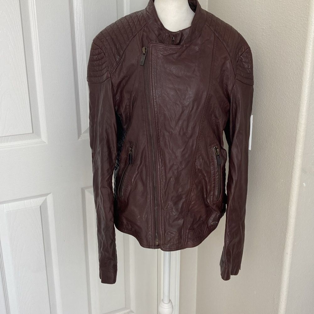 Scotch and Soda Brown Leather Jacket Sz L - Picture 3 of 12